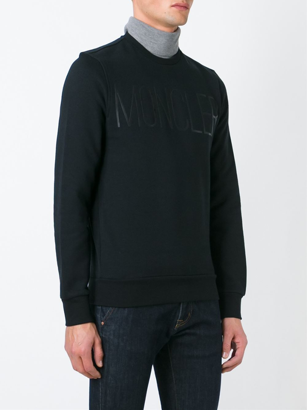 Lyst - Moncler Logo Print Sweatshirt in Black for Men