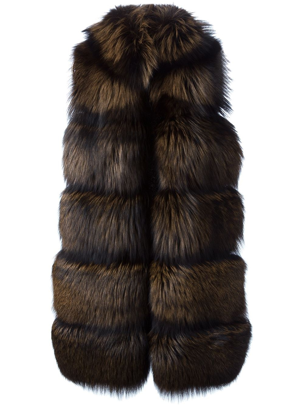 Vicedomini Long Fox Fur Knit Vest in Brown Lyst