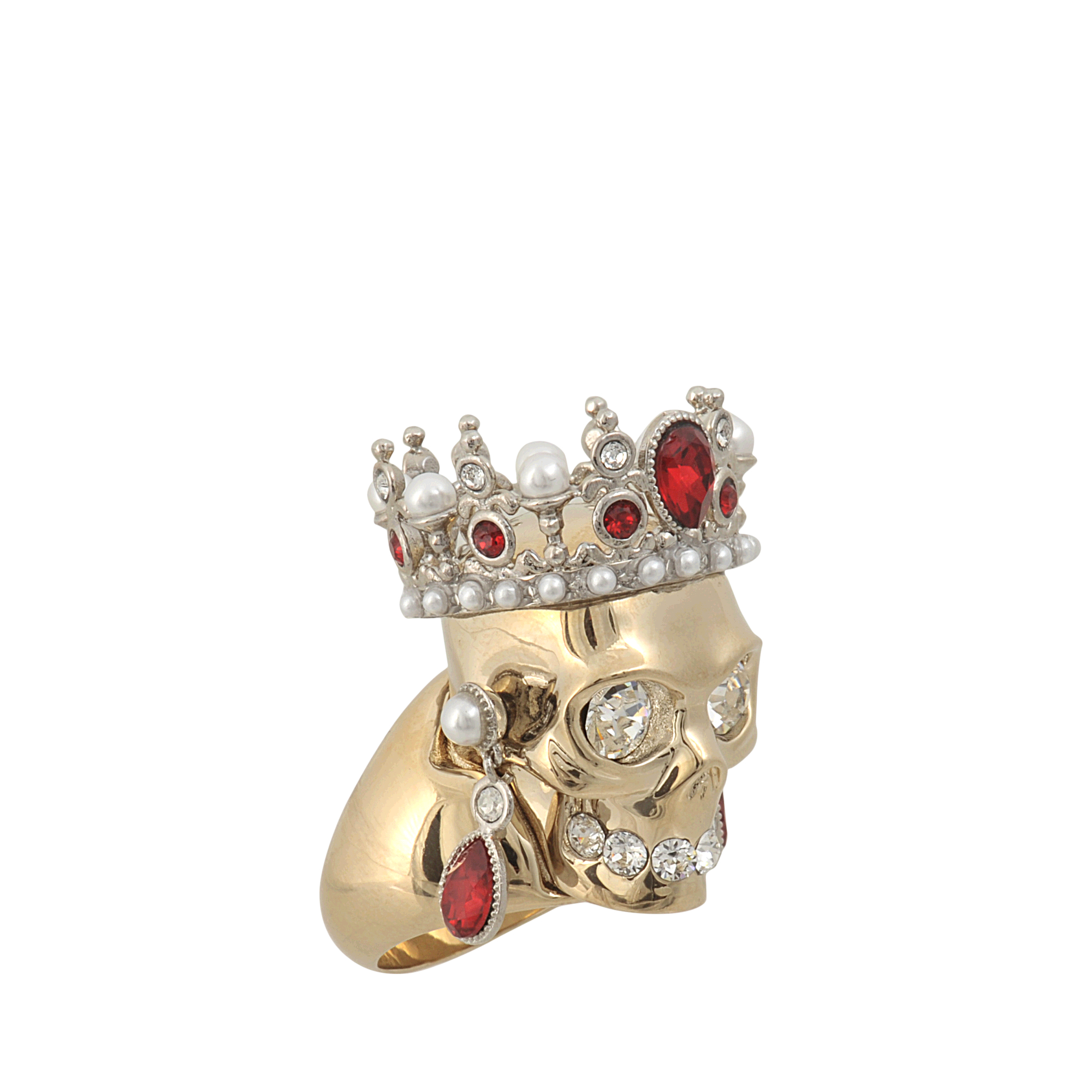 Lyst Alexander Mcqueen Royal Skull Ring In Metallic