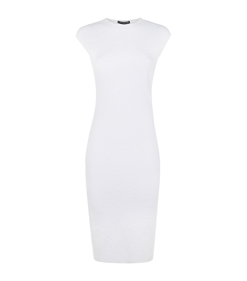 Alexander Mcqueen Embossed Floral Pencil Dress in White (floral) | Lyst