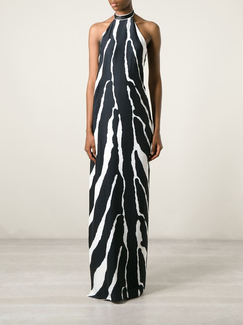 Lyst - Roberto Cavalli Zebra Print Halterneck Dress in Black