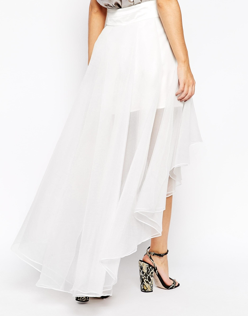 Lyst Asos Premium Organza Skirt With High Low Hem In White