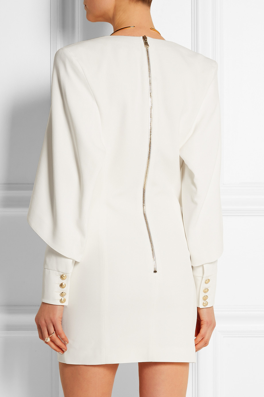 white crepe mini dress