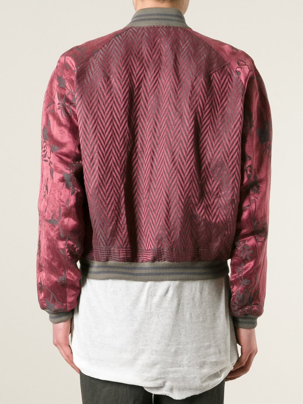 Haider ackermann Chevron and Floral Bomber Jacket in Red for Men Lyst
