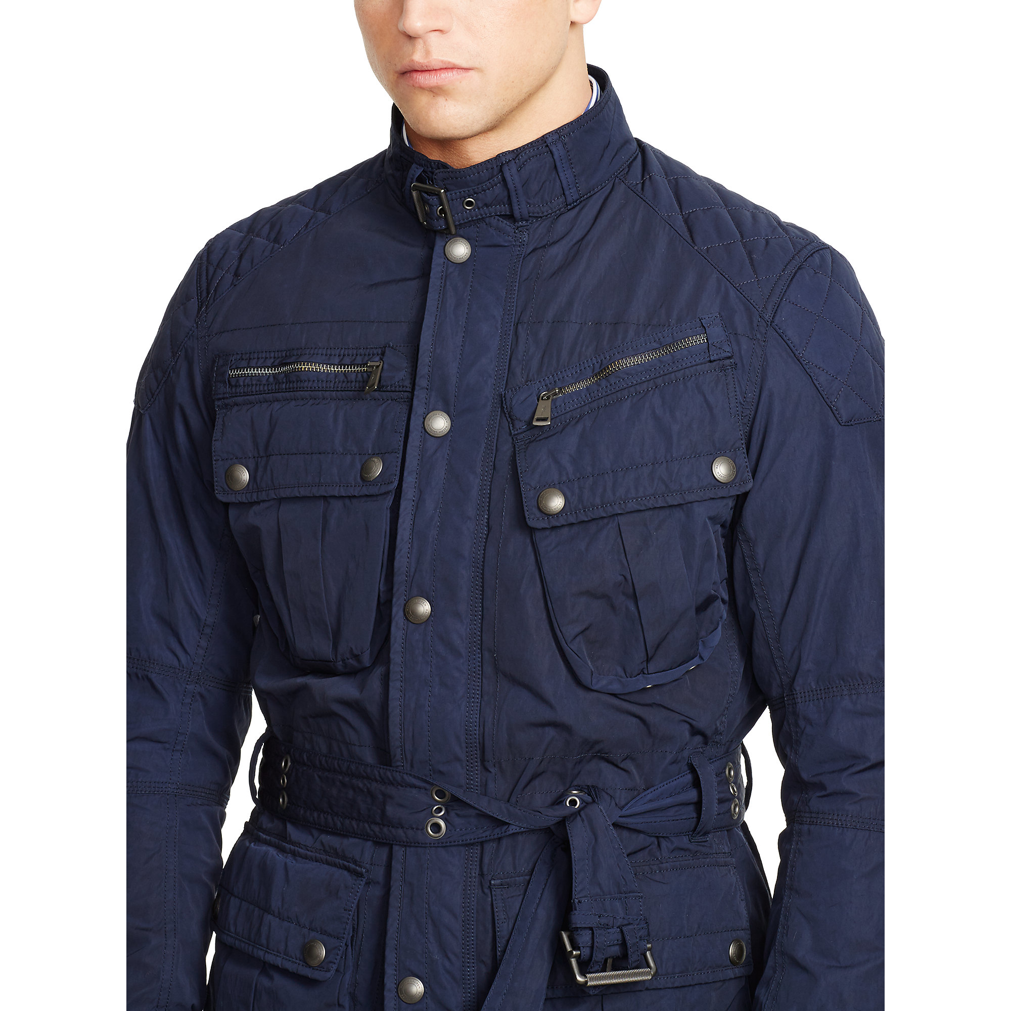 Lyst Polo Ralph Lauren Belted Moto Jacket in Blue for Men