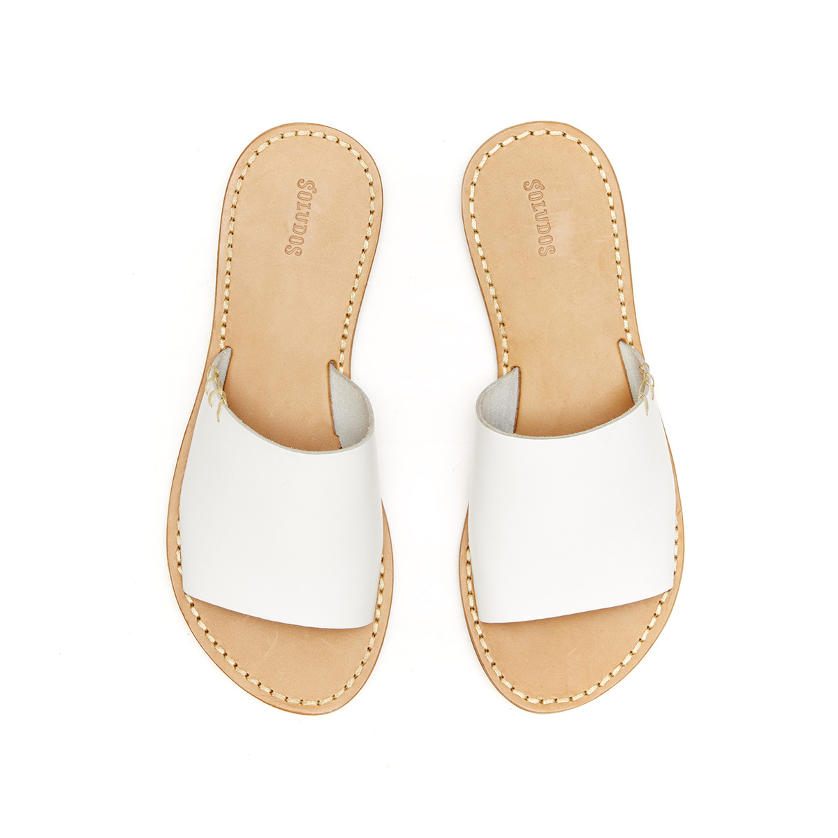 Soludos Leather Slide Sandal in White | Lyst