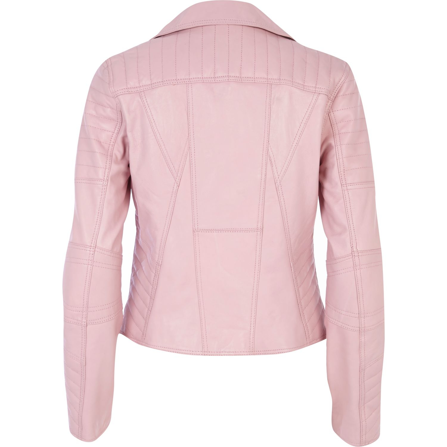 Lyst River Island Pink Leather Biker Jacket in Pink