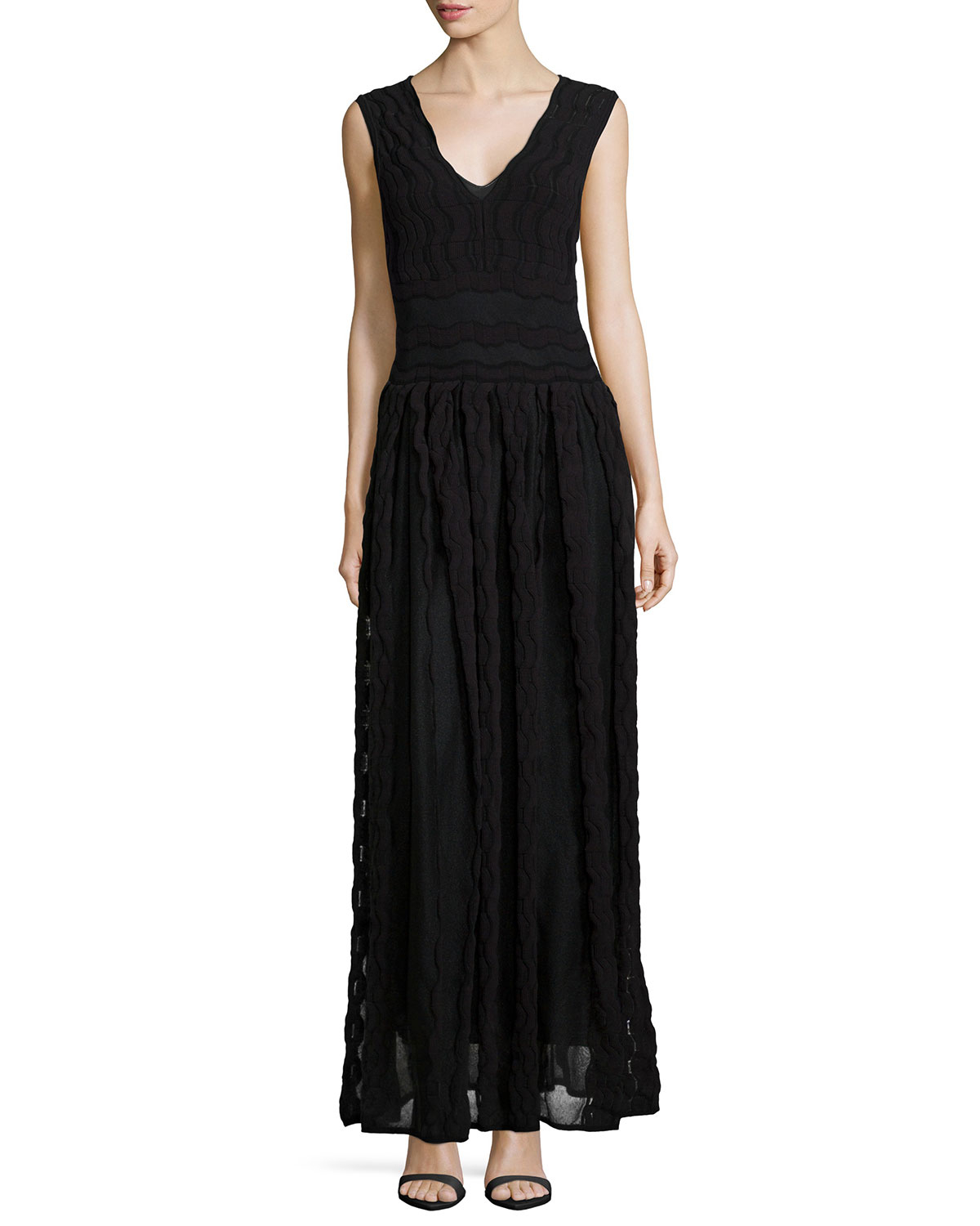 M missoni Sheer Greek Key Maxi Dress in Black | Lyst