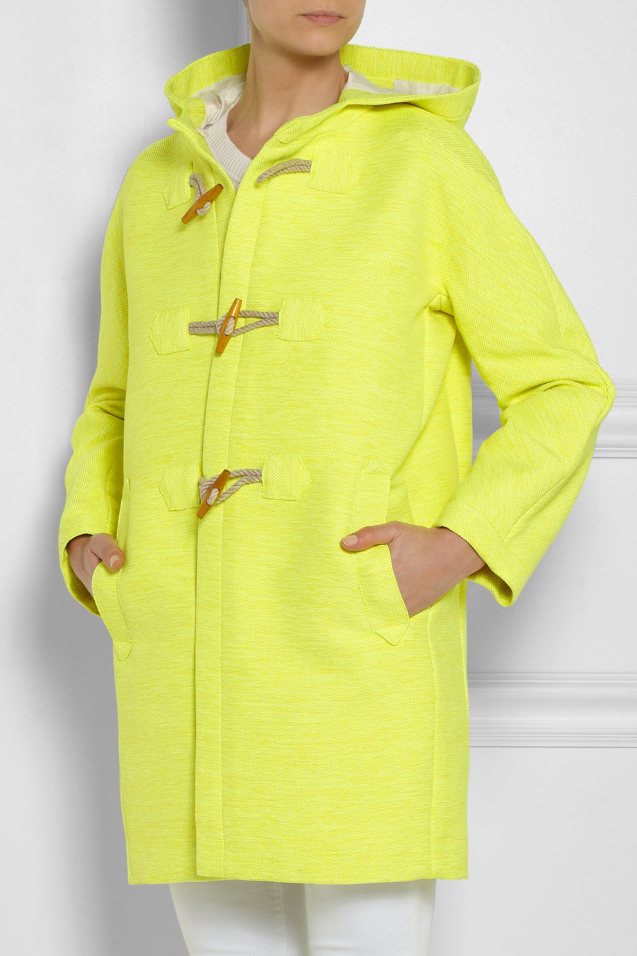 J.crew Collection Neon Canvas Duffle Coat in Yellow Lyst