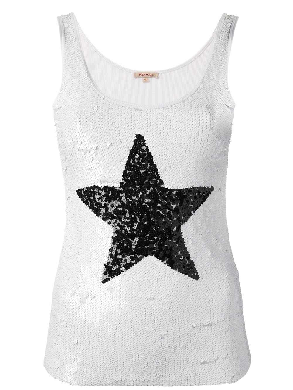 Lyst - P.A.R.O.S.H. Bright Sequined Star Tank Top in White