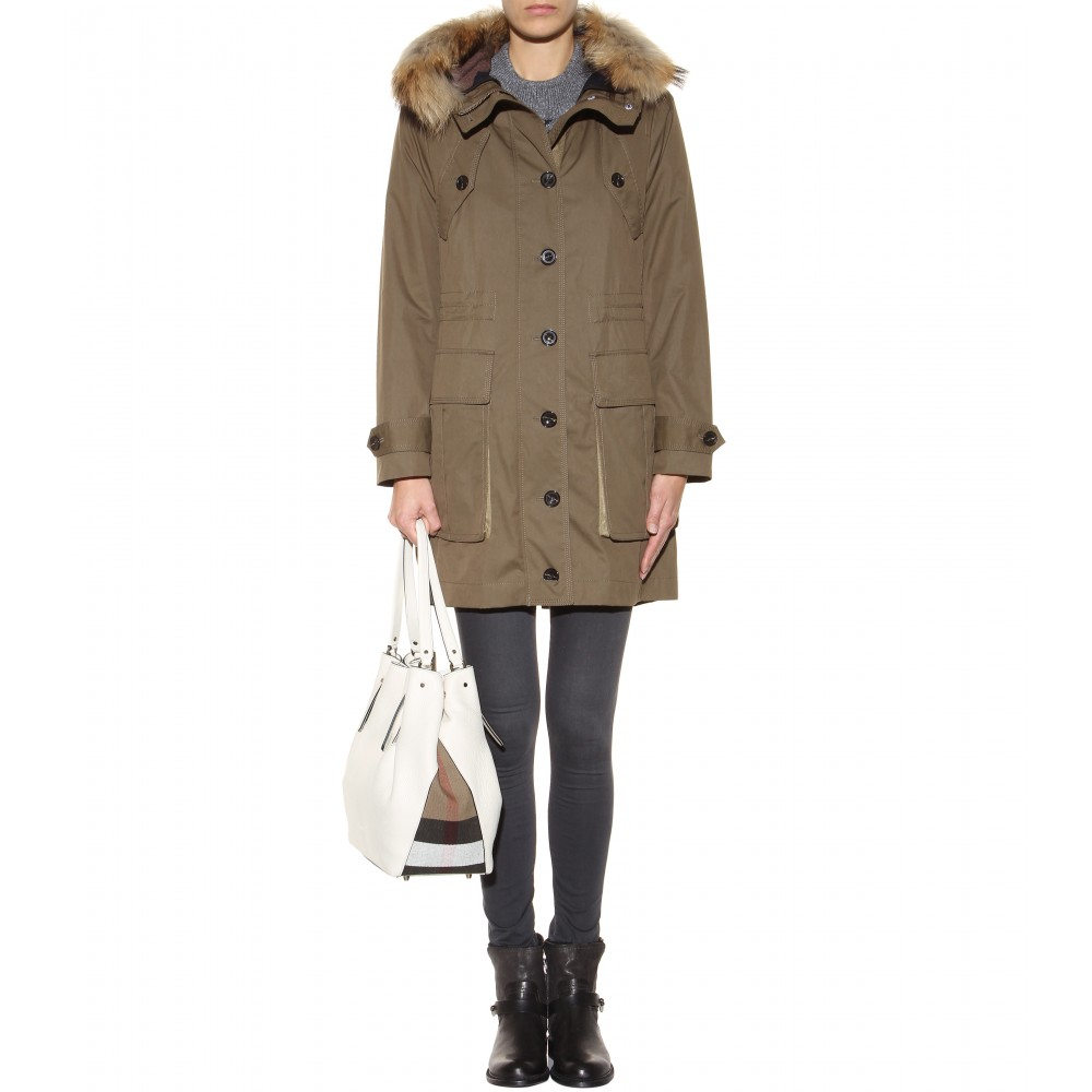 Lyst - Burberry brit Parka With Fur-Trimmed Hood in Natural