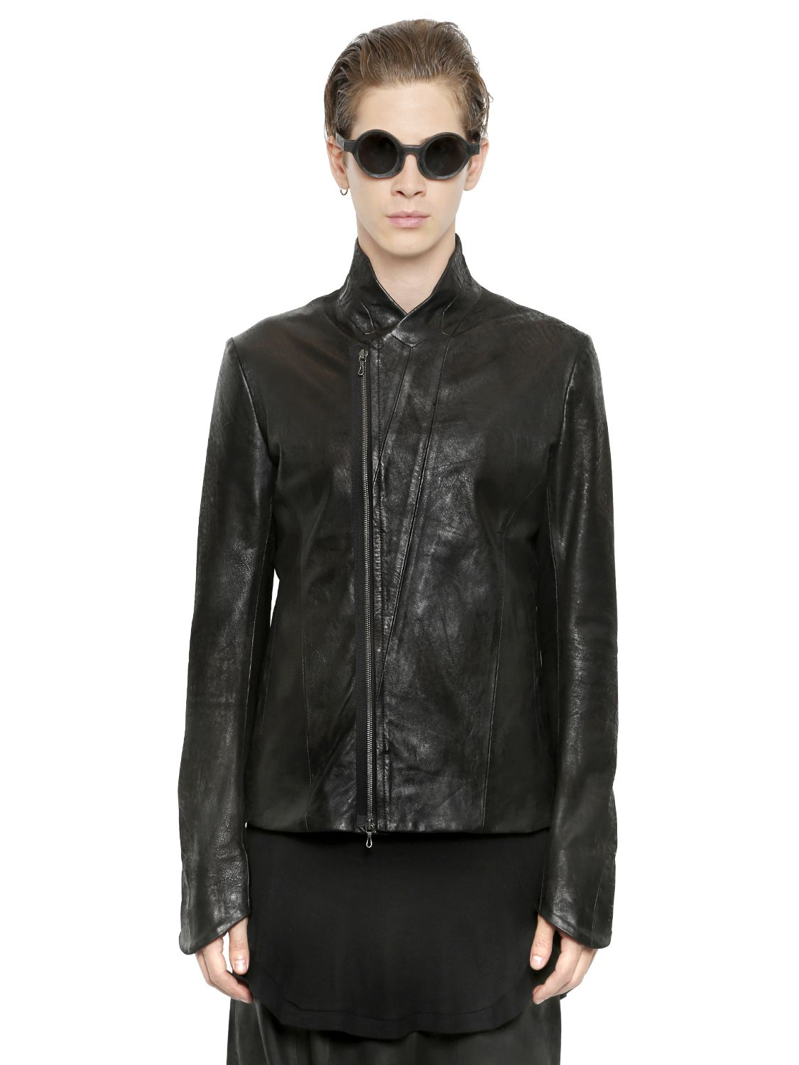 Julius Nappa Leather Moto Jacket In Black For Men Lyst Gallery