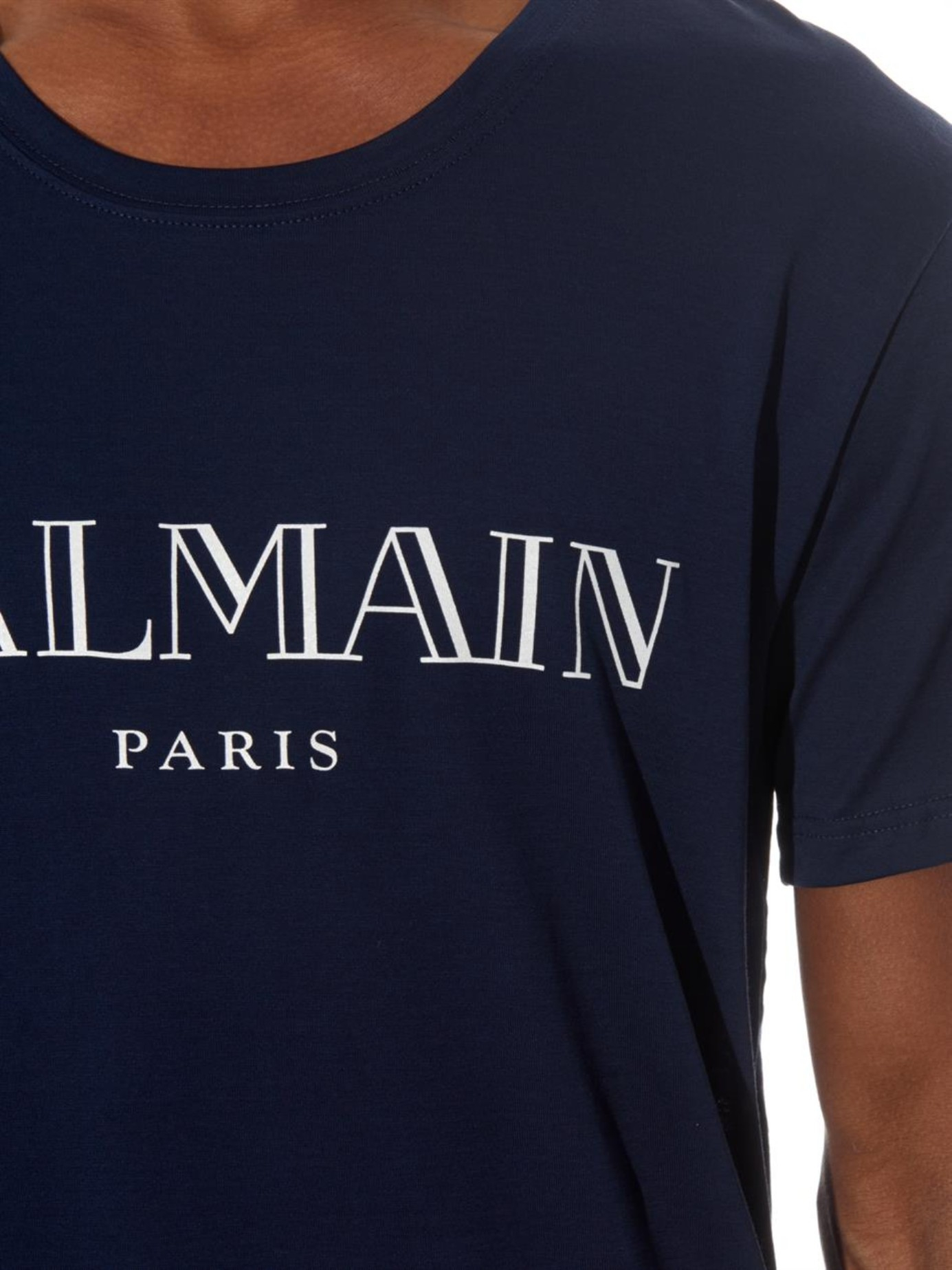 Lyst - Balmain Logo-Print Cotton-Jersey T-Shirt in Blue for Men