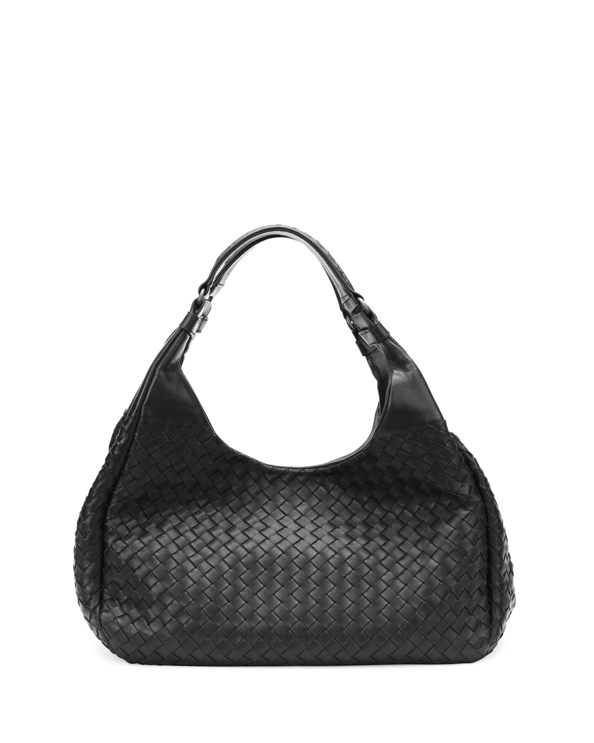 Bottega veneta Medium Woven Napa Hobo Bag in Black | Lyst