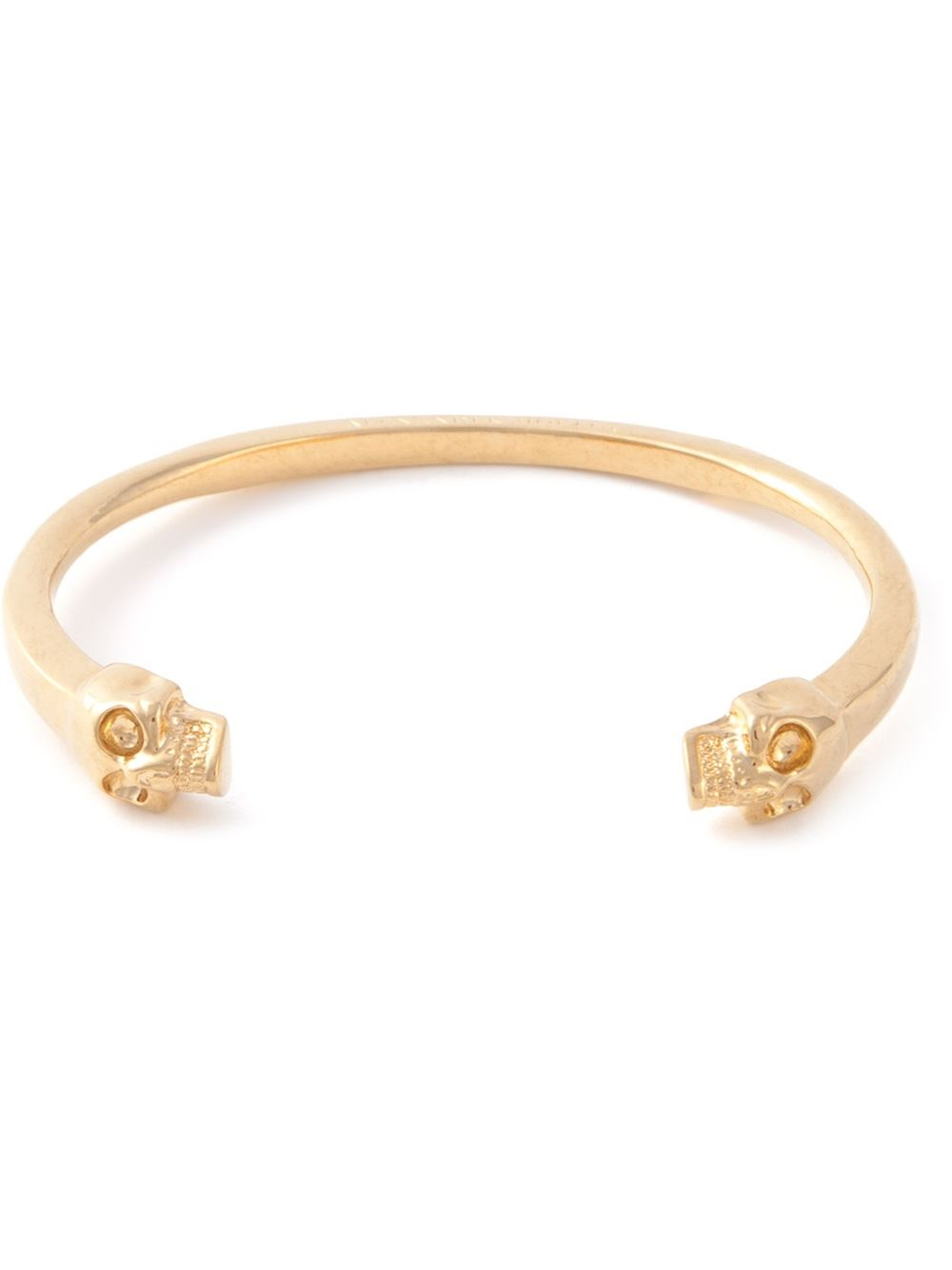 Alexander Mcqueen Twin Skull Bracelet In Metallic For Men Lyst Gallery