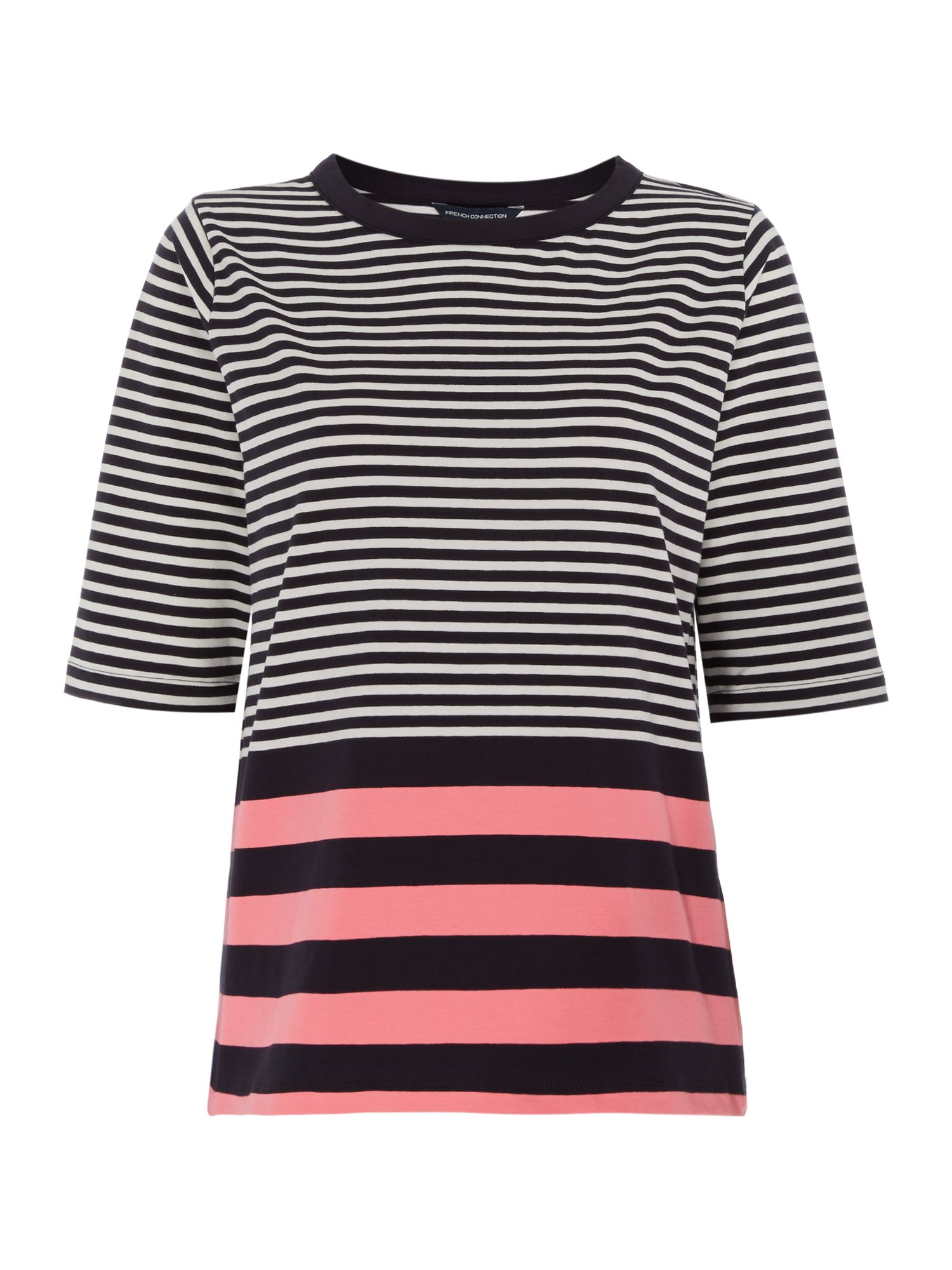 French Connection Midsummer Stripe T Shirt In Blue Blue