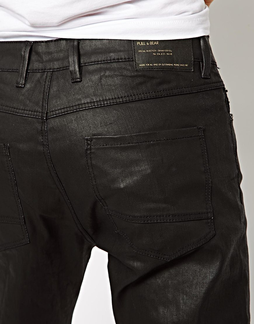 Lyst - Pull&bear Coated Jeans in Black for Men