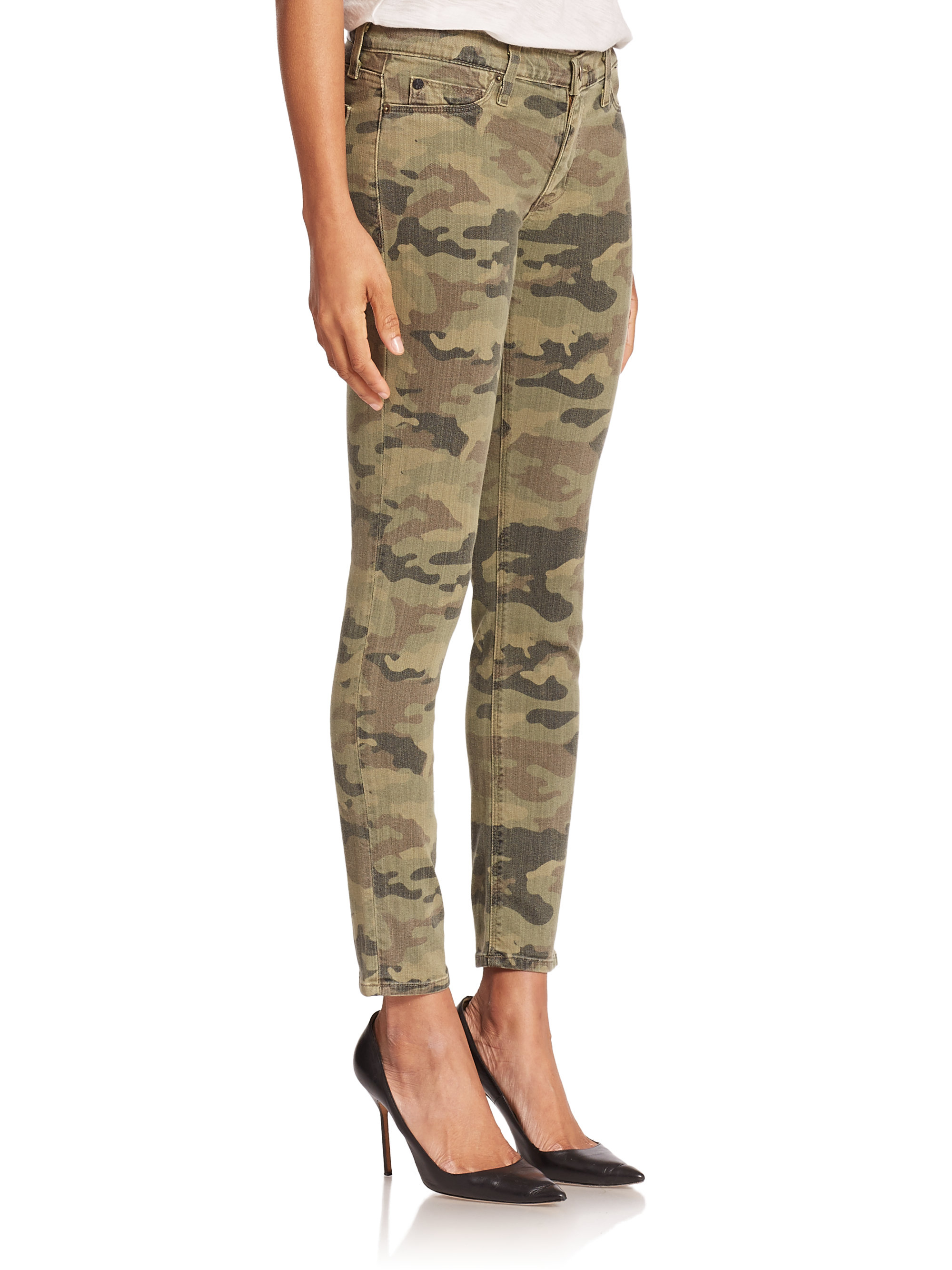 Hudson Krista Cropped Camo Skinny Jeans in Green (solimar) | Lyst