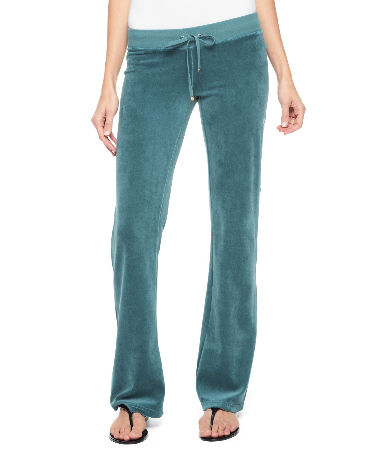 Juicy couture Logo Juicy Sequins Velour Bootcut Pant in Blue | Lyst