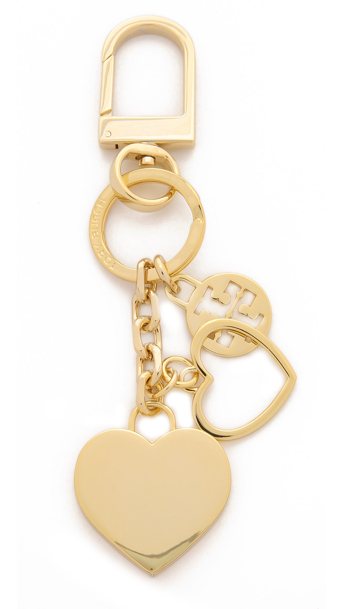 Lyst Tory Burch Logo Heart Bag Charm Black in Metallic