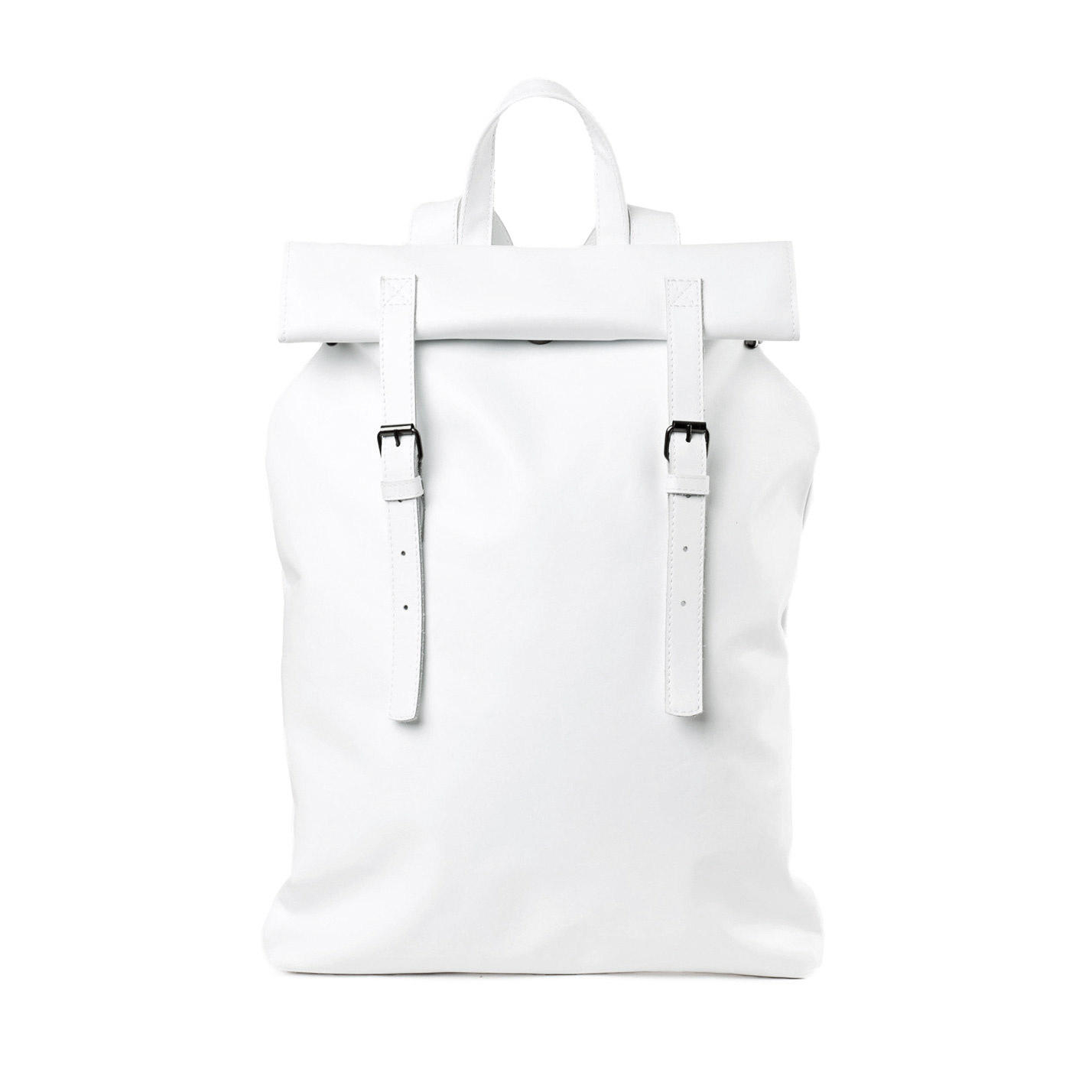 Asya malbershtein White Leather Rectangular Backpack With Straps in