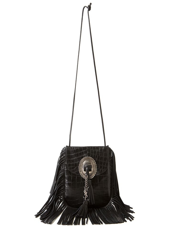 Saint laurent Anita Fringed Leather Shoulder Bag in Black | Lyst