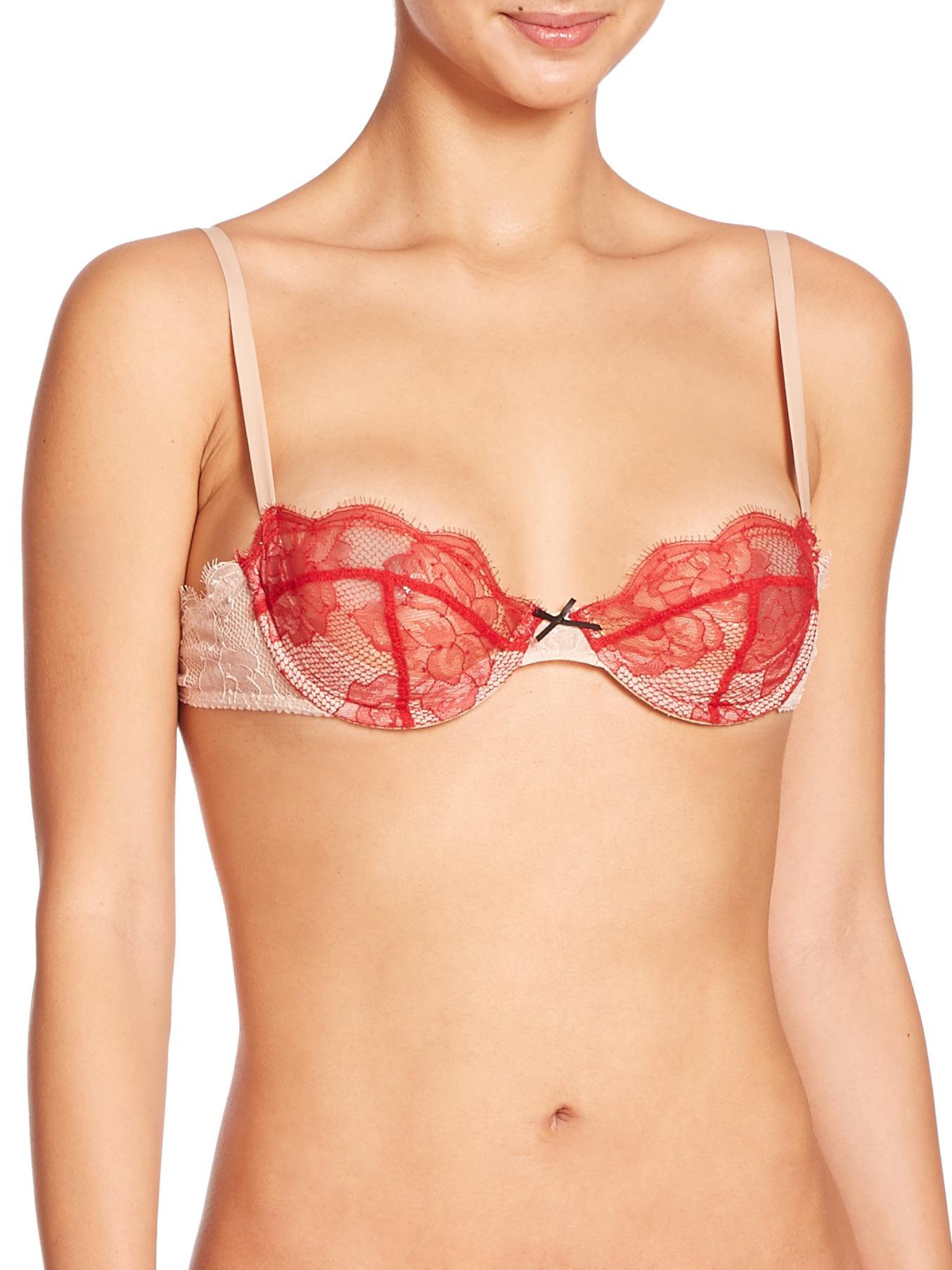 Lyst Fleur Du Mal Rose Lace Demi Bra In Red