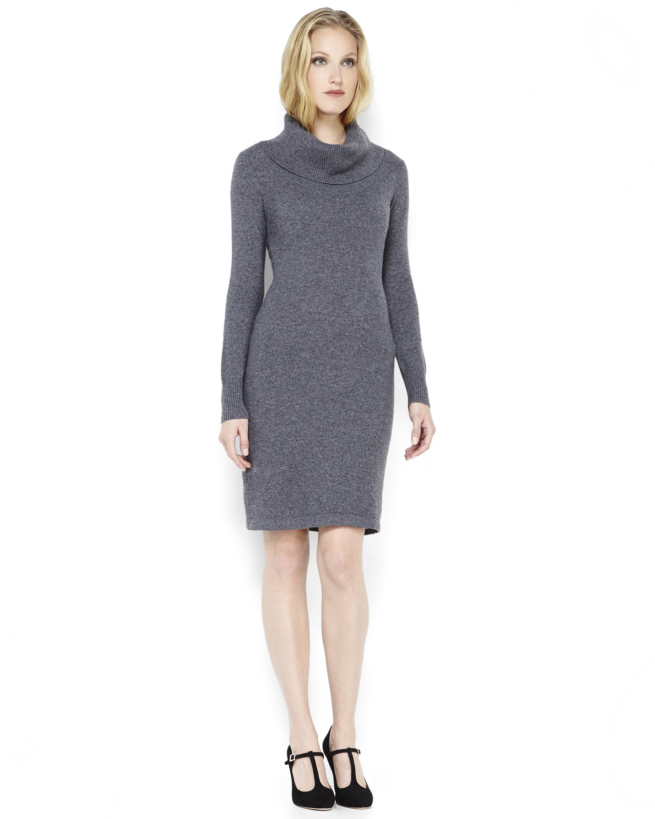 Dark gray cardigan sweater dress day