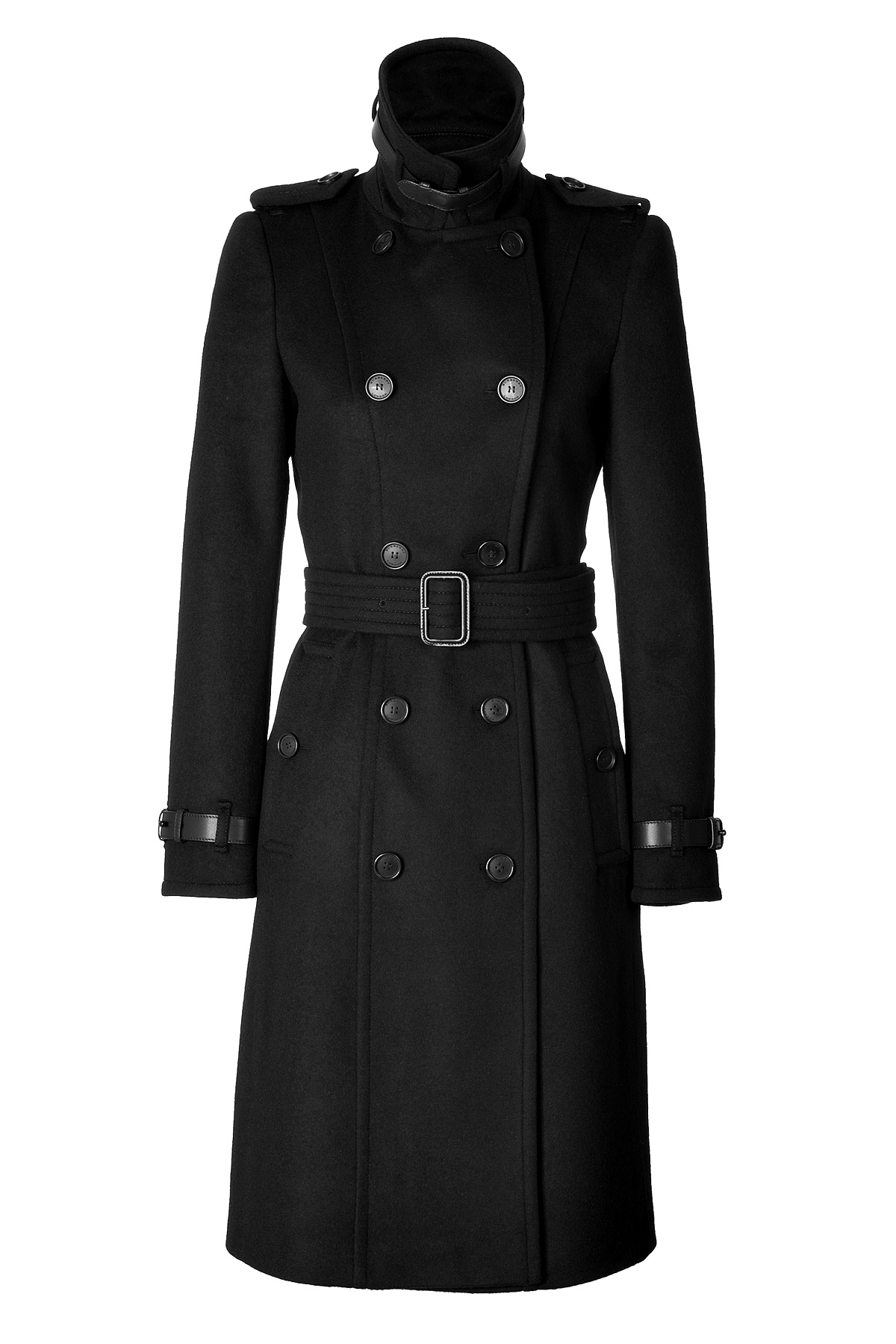 Lyst - Burberry Wool-Cashmere Dunington Long Trench With Leather ...