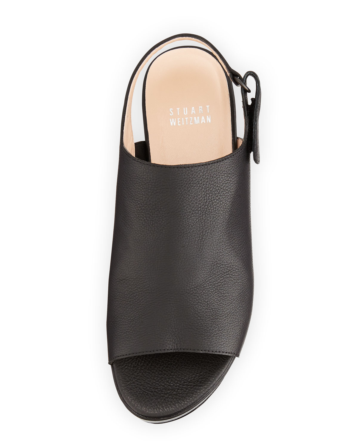 peep toe leather wedge