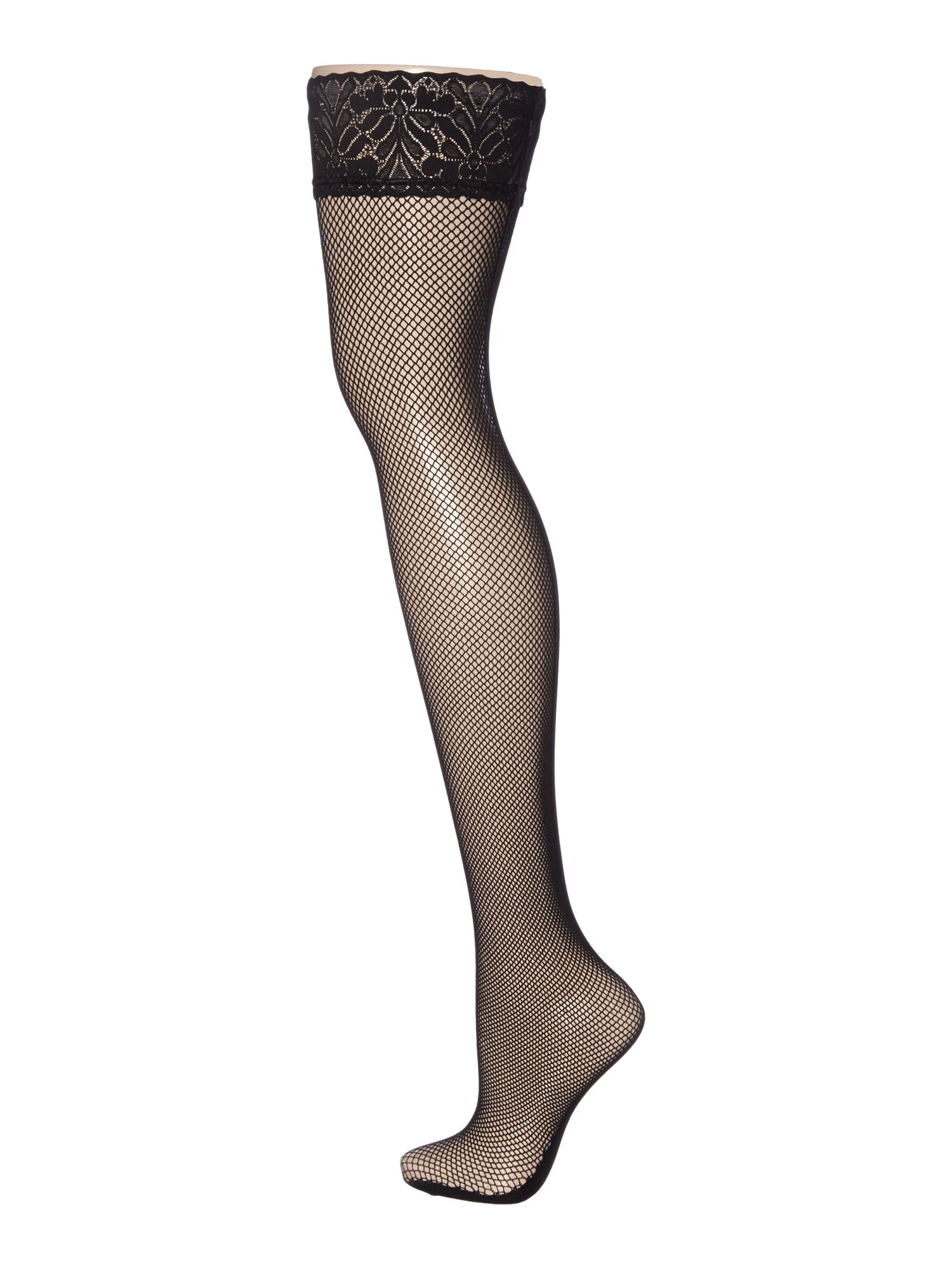 Jonathan aston Fishnet Lace Top Hold Ups in Black | Lyst