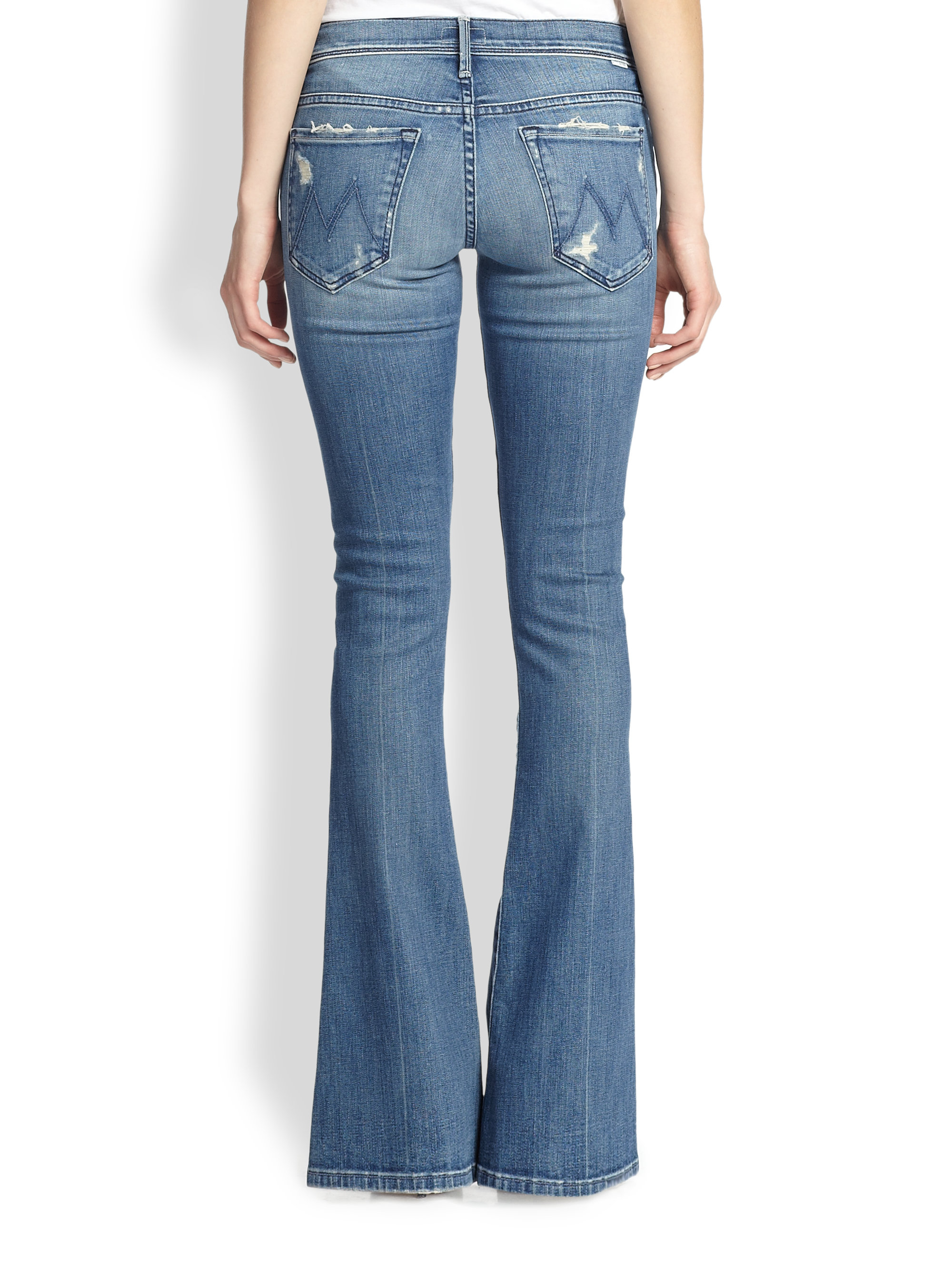 Lyst - Mother The Cruiser Distressed Flare Jeans in Blue