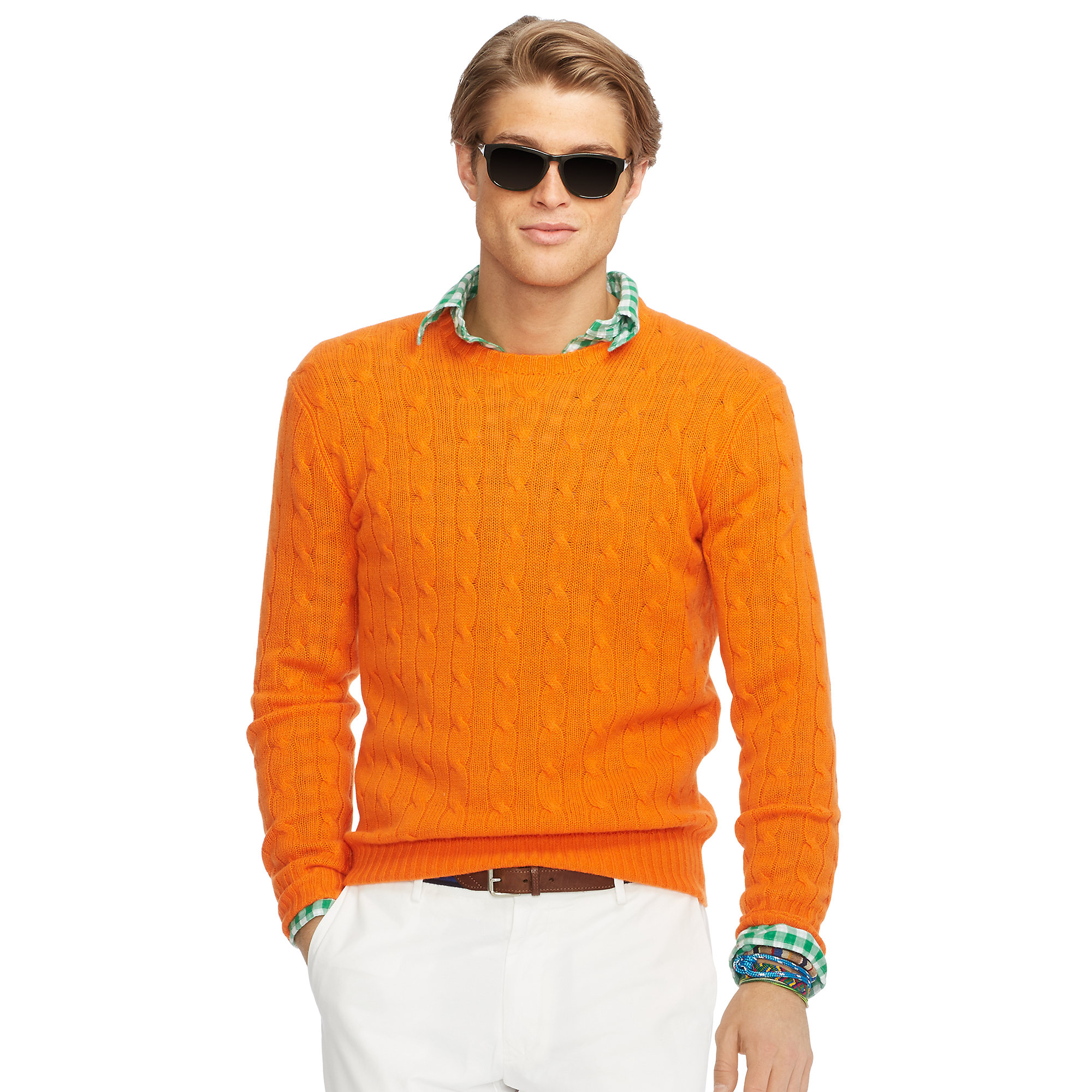 Polo ralph lauren Cable-knit Cashmere Sweater in Orange for Men ...