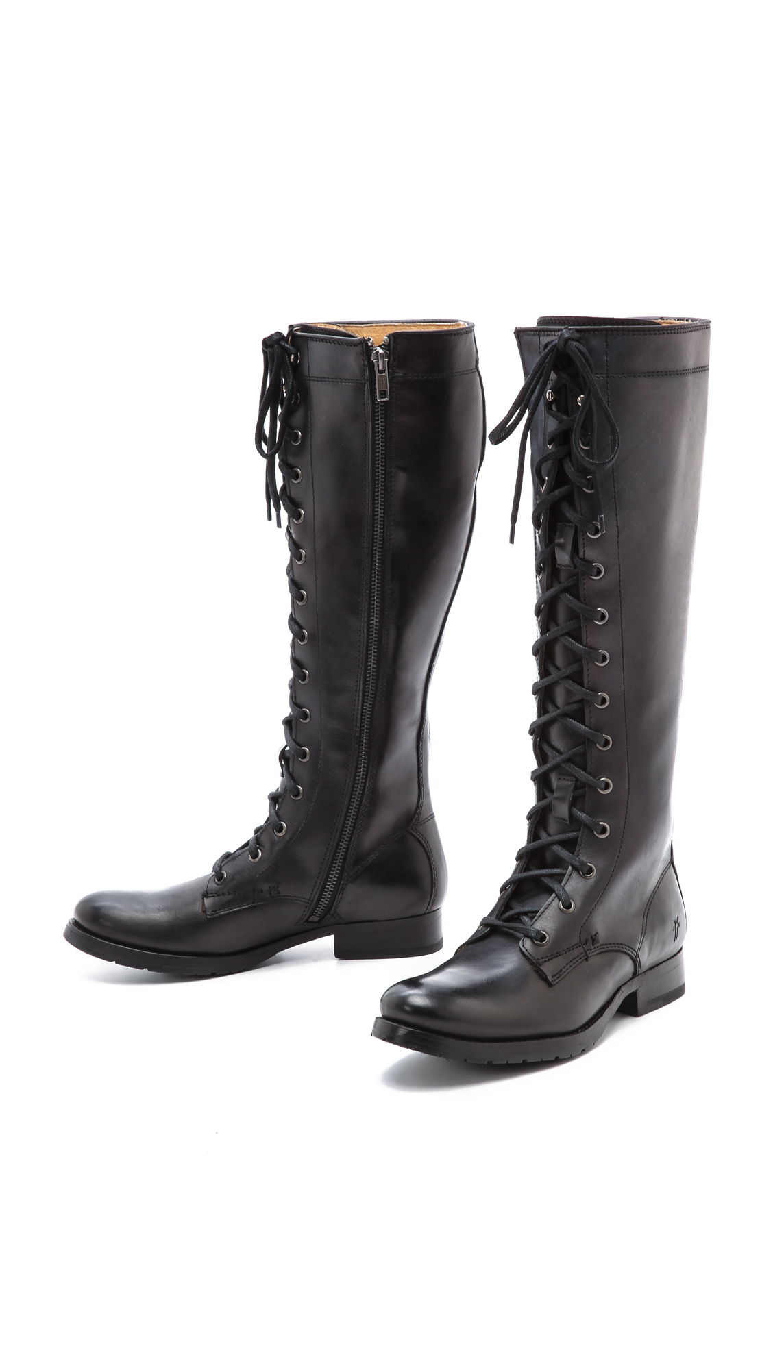 Lyst - Saint laurent Patti Leather Army Boots in Black