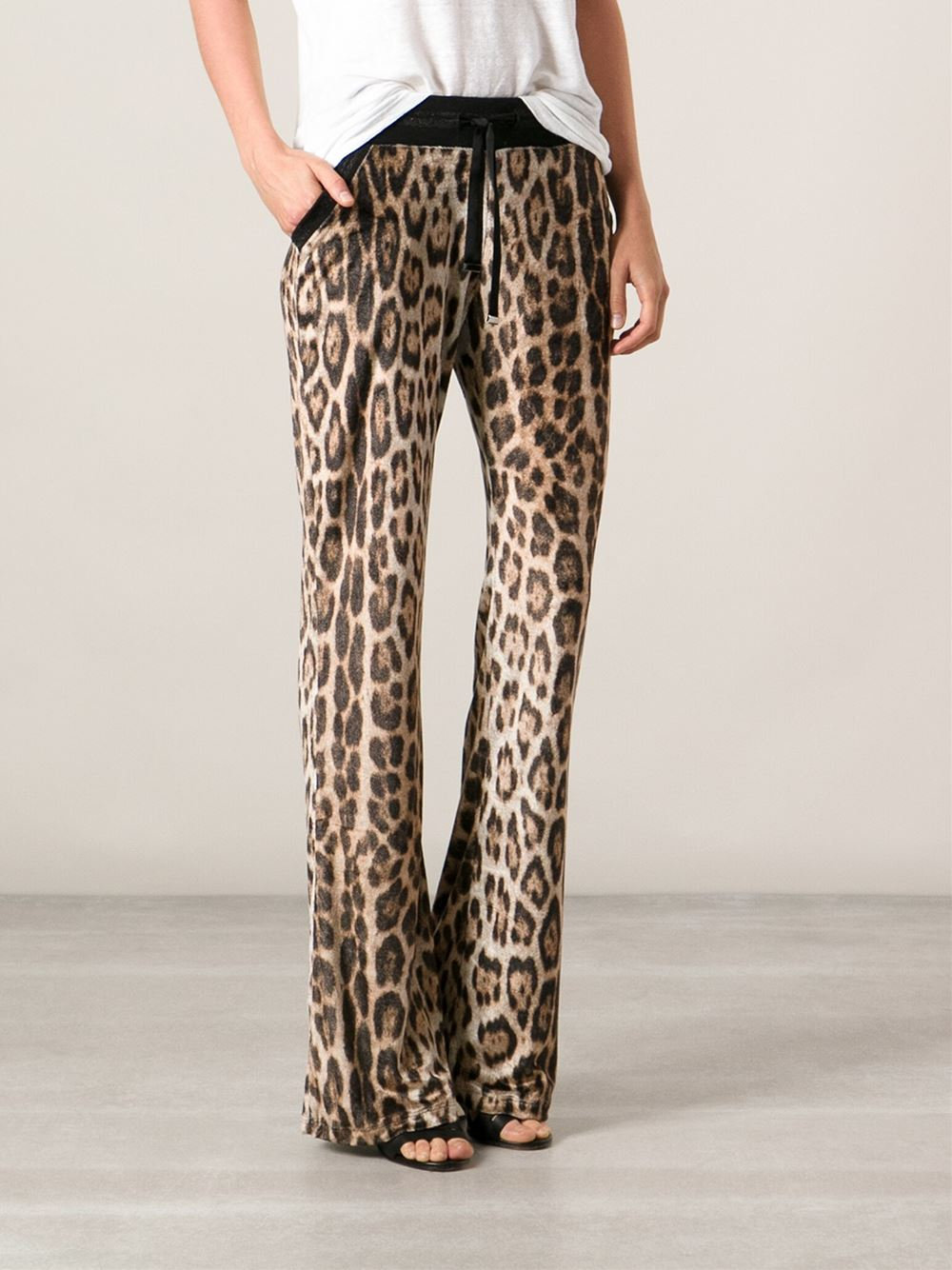 leopard print track pants