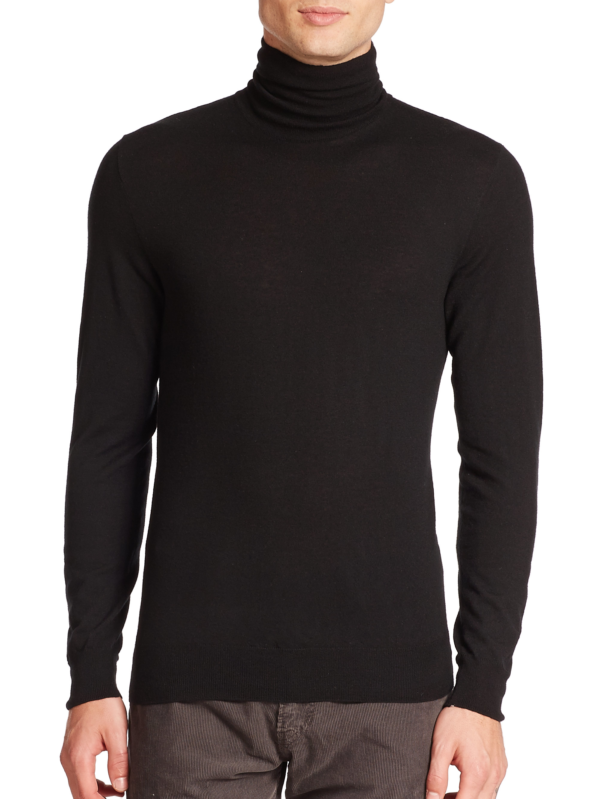 Lyst - Ralph Lauren Black Label Merino Wool Turtleneck Sweater in Black ...