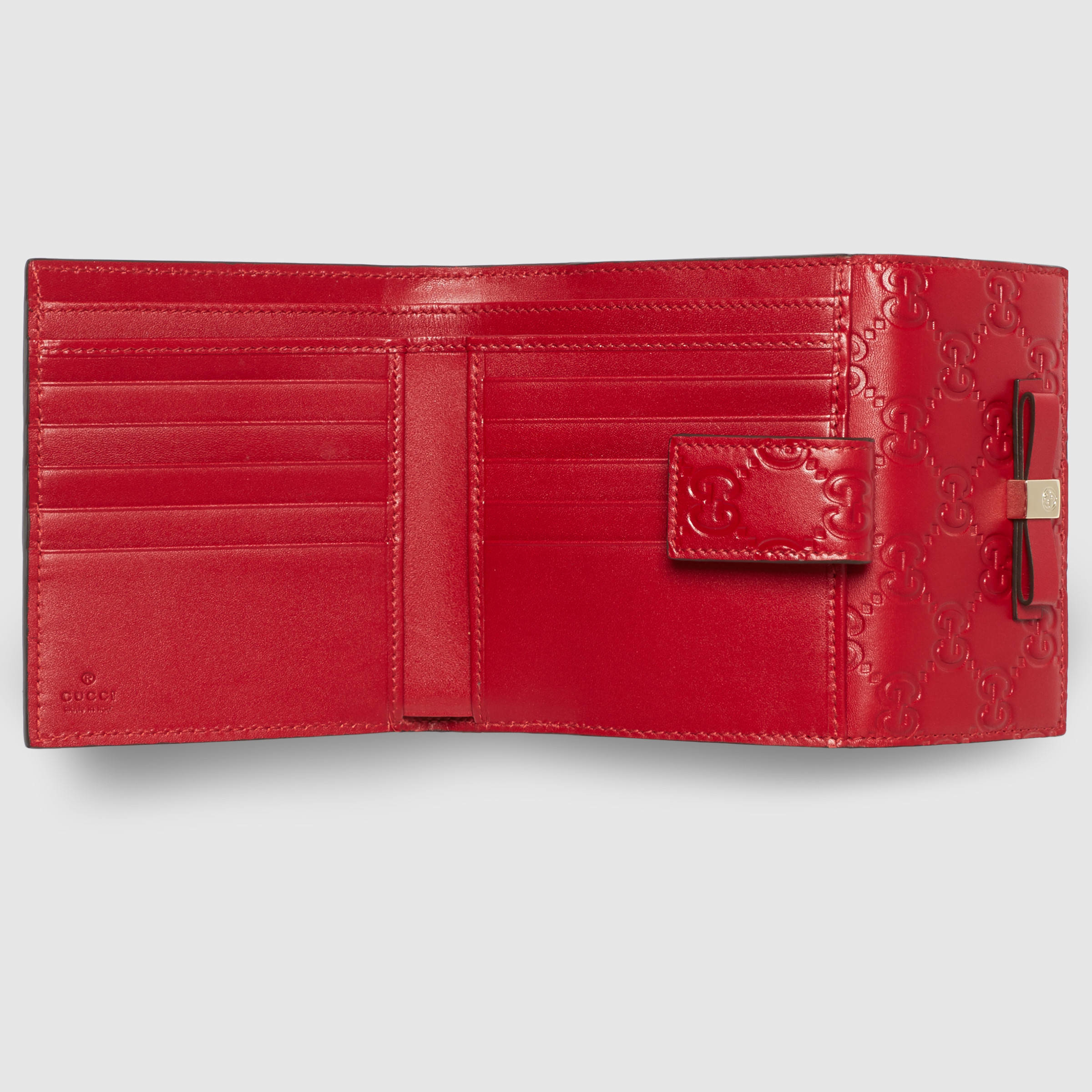 Gucci Bow Signature Wallet in Red | Lyst