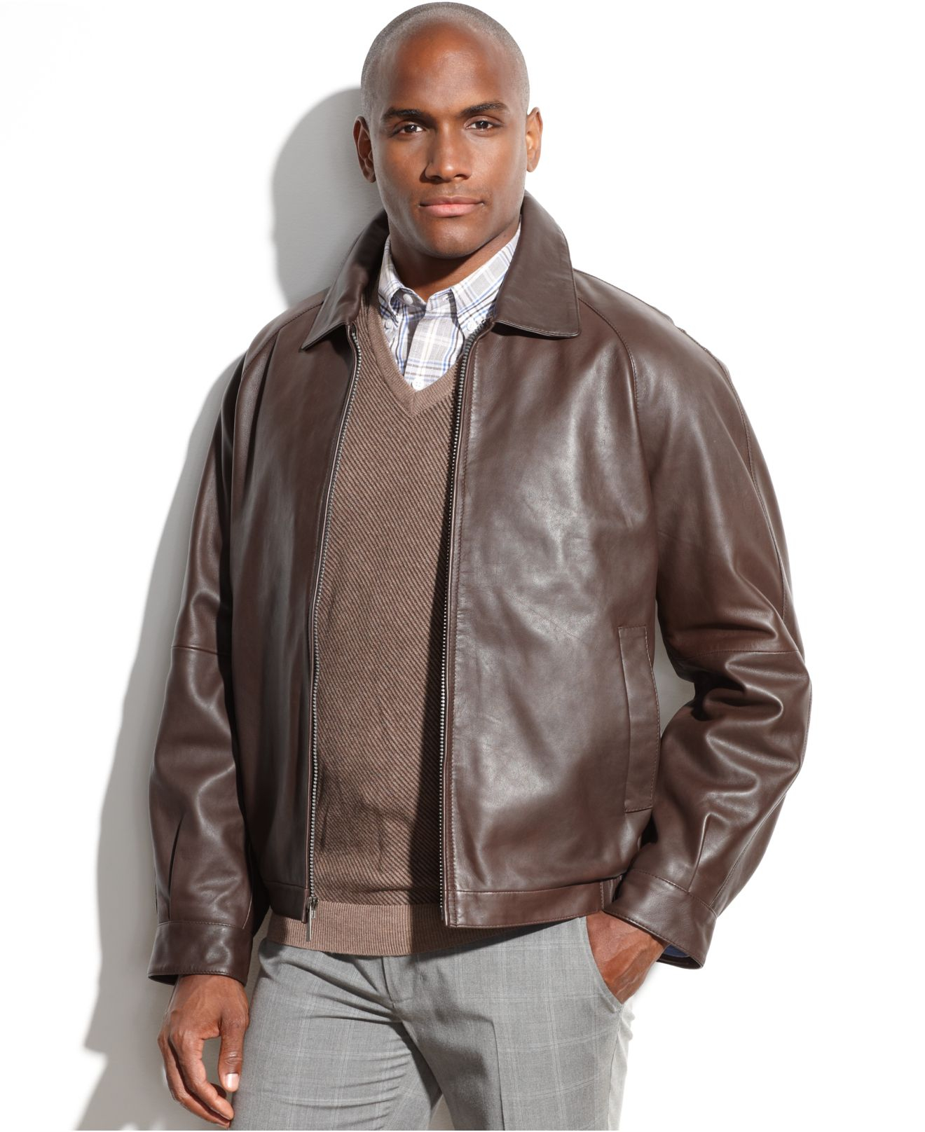 Lyst Perry Ellis Portfolio Big And Tall Leather Er Jacket In Gallery