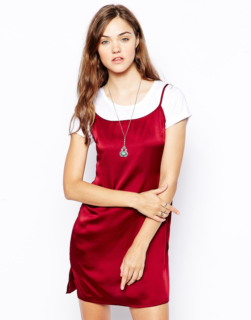 Glamorous Cami Dress In Satin in Red | Lyst