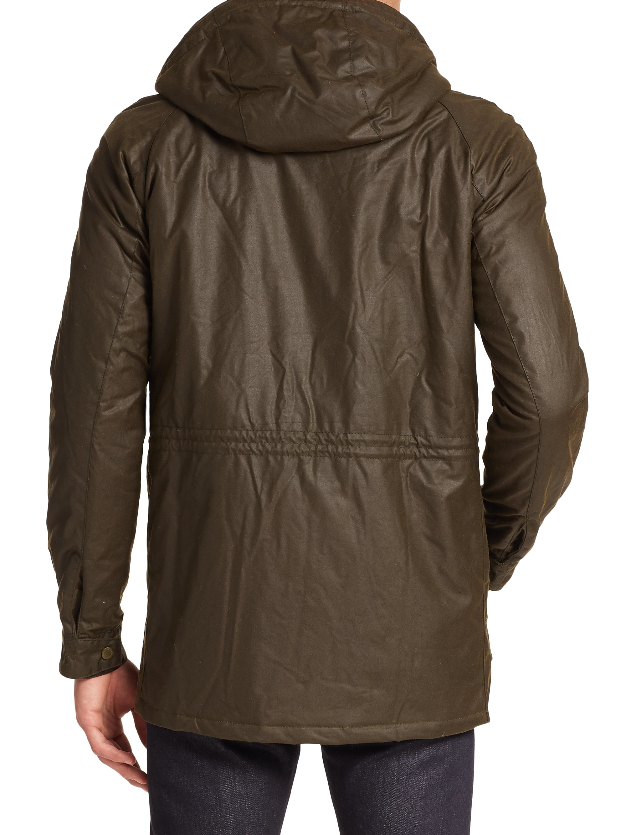 Barbour Brindle Hooded Waxed Cotton Jacket in Green for Men | Lyst