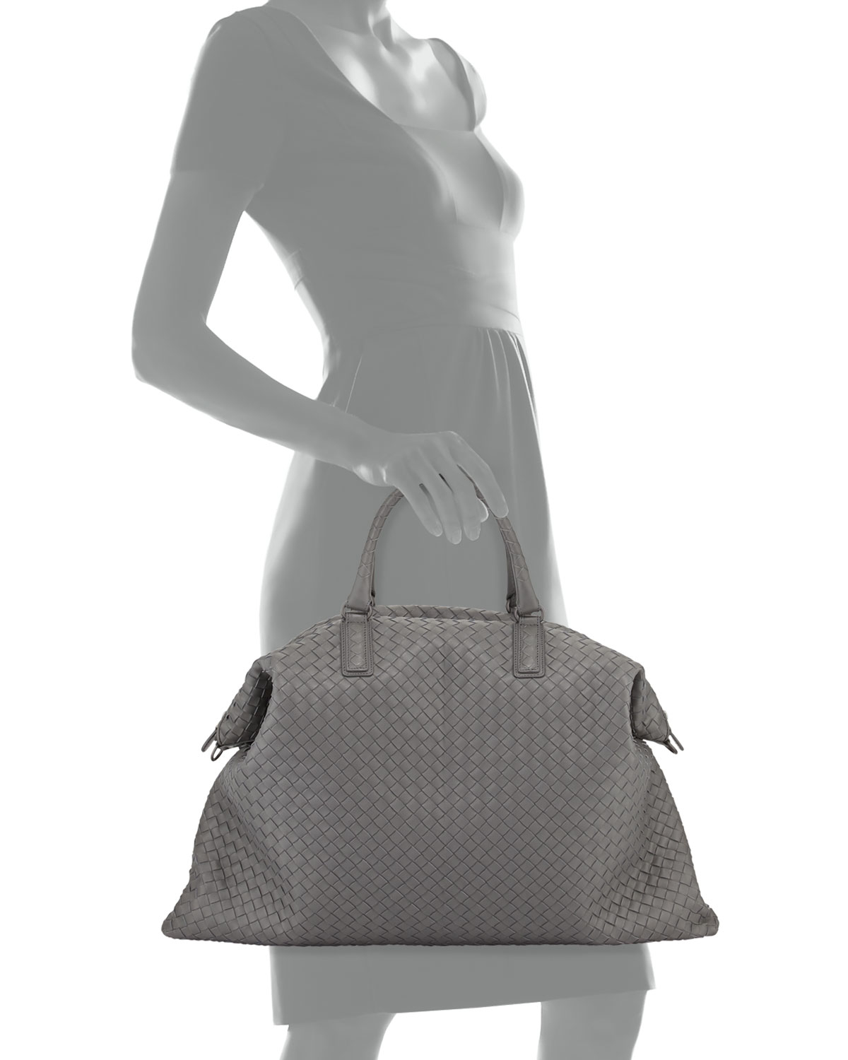 Lyst - Bottega Veneta Maxi Convertible Woven Tote Bag in Gray