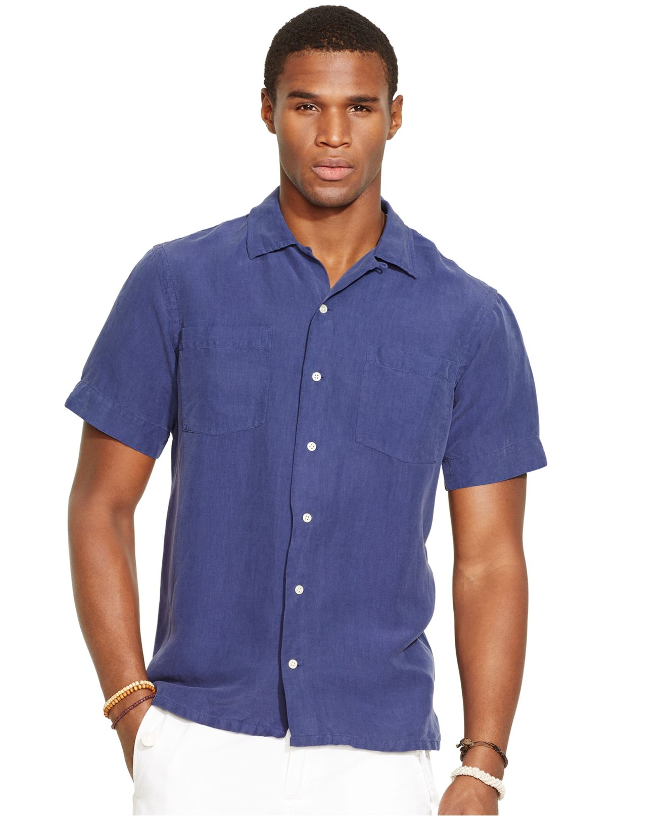 blue linen shirt for men