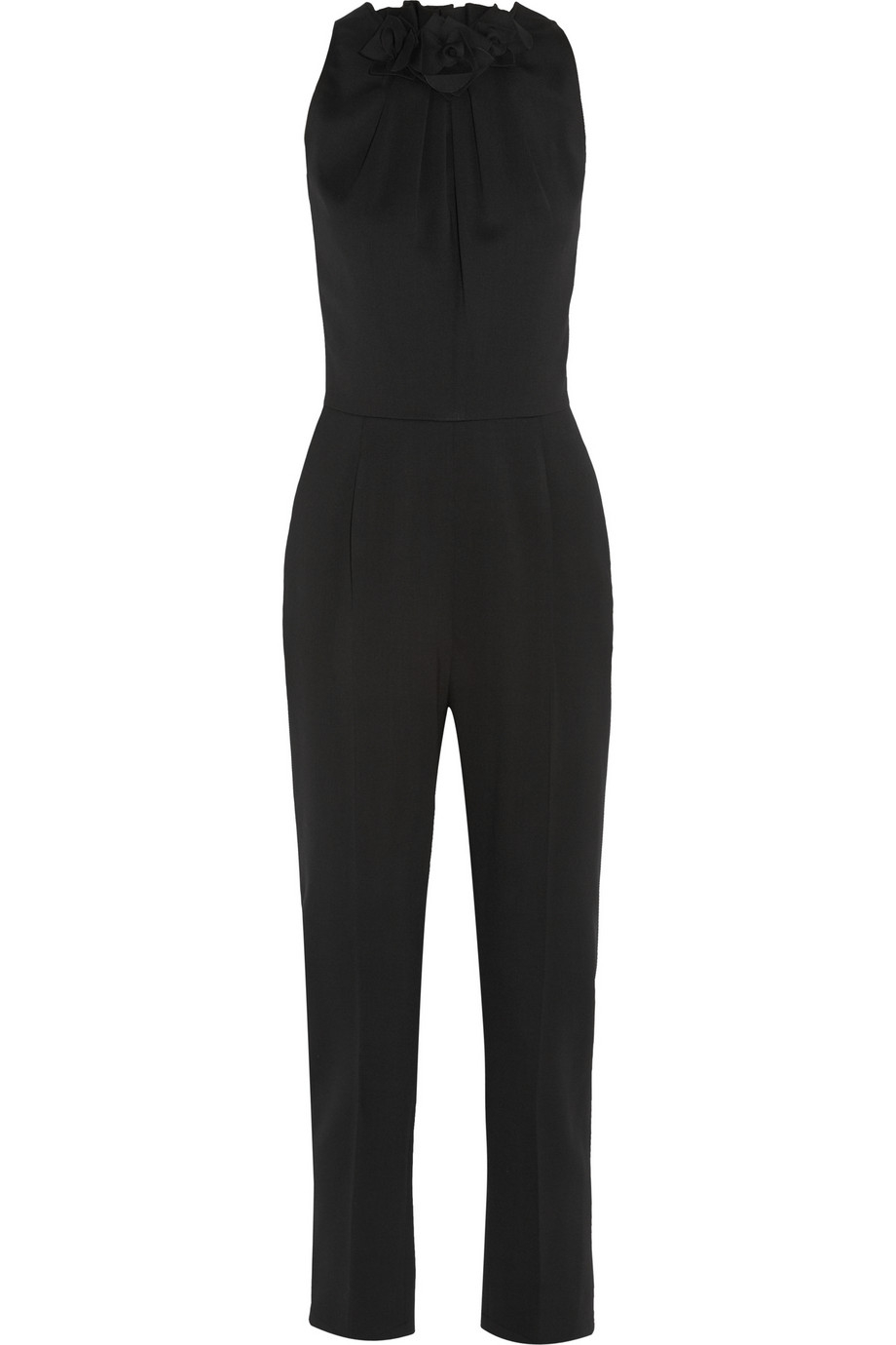 Valentino Rose-Detailed Stretch-Wool Crepe Jumpsuit in Black | Lyst