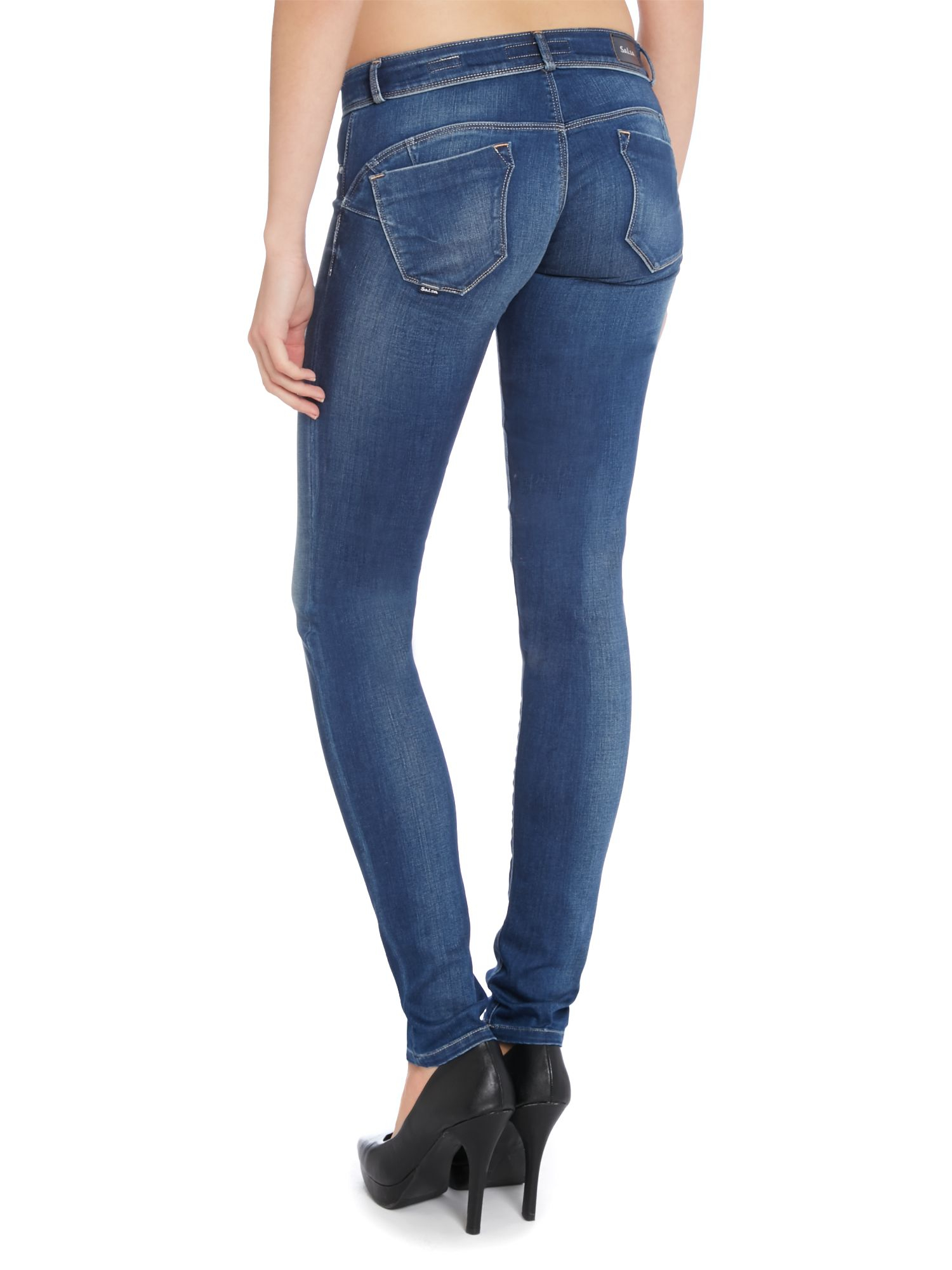 Salsa Skinny Push Up Wonder Jean In Mid Wash in Blue | Lyst