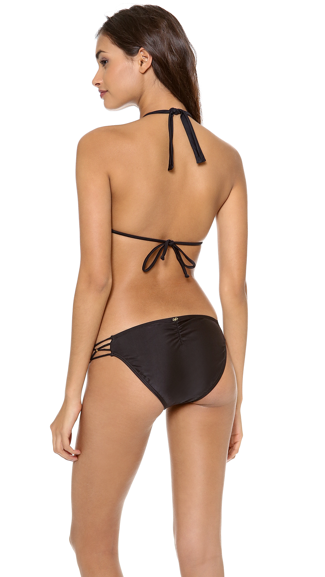 Lyst Pilyq Midnight Gold Triangle Bikini Top In Black 5174