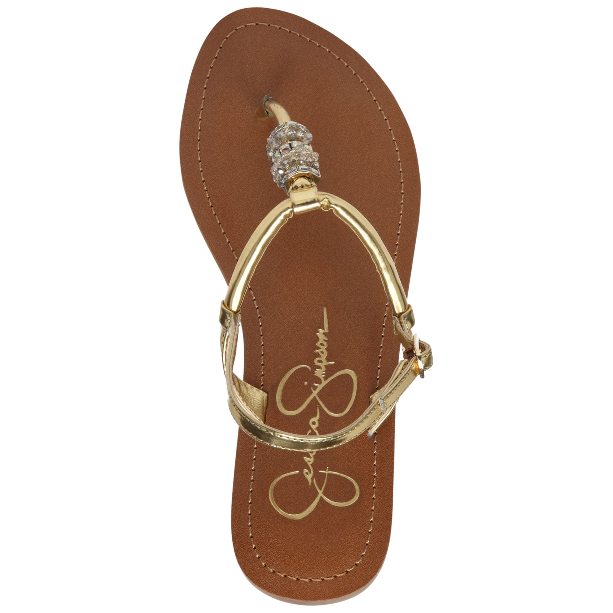 Jessica simpson Regattah Flat Thong Sandals in Metallic | Lyst