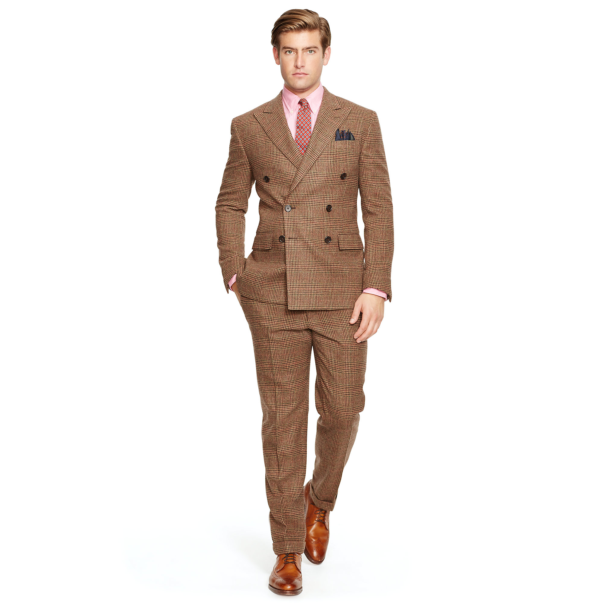 Lyst - Polo Ralph Lauren Polo Glen Plaid Db Wool Suit in Brown for Men