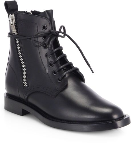 Saint Laurent Rangers Leather Lace-Up Combat Boots in Black (NERO-BLACK ...