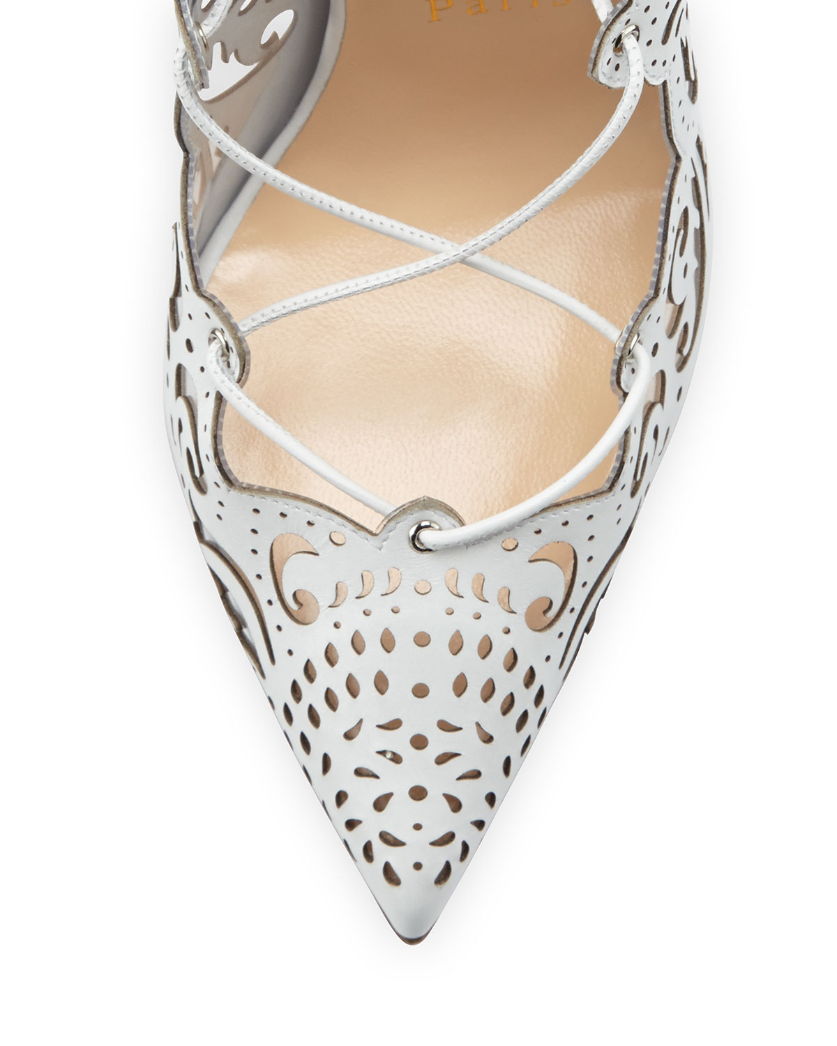 Christian louboutin Impera Laceup Red Sole Pump White in White | Lyst  