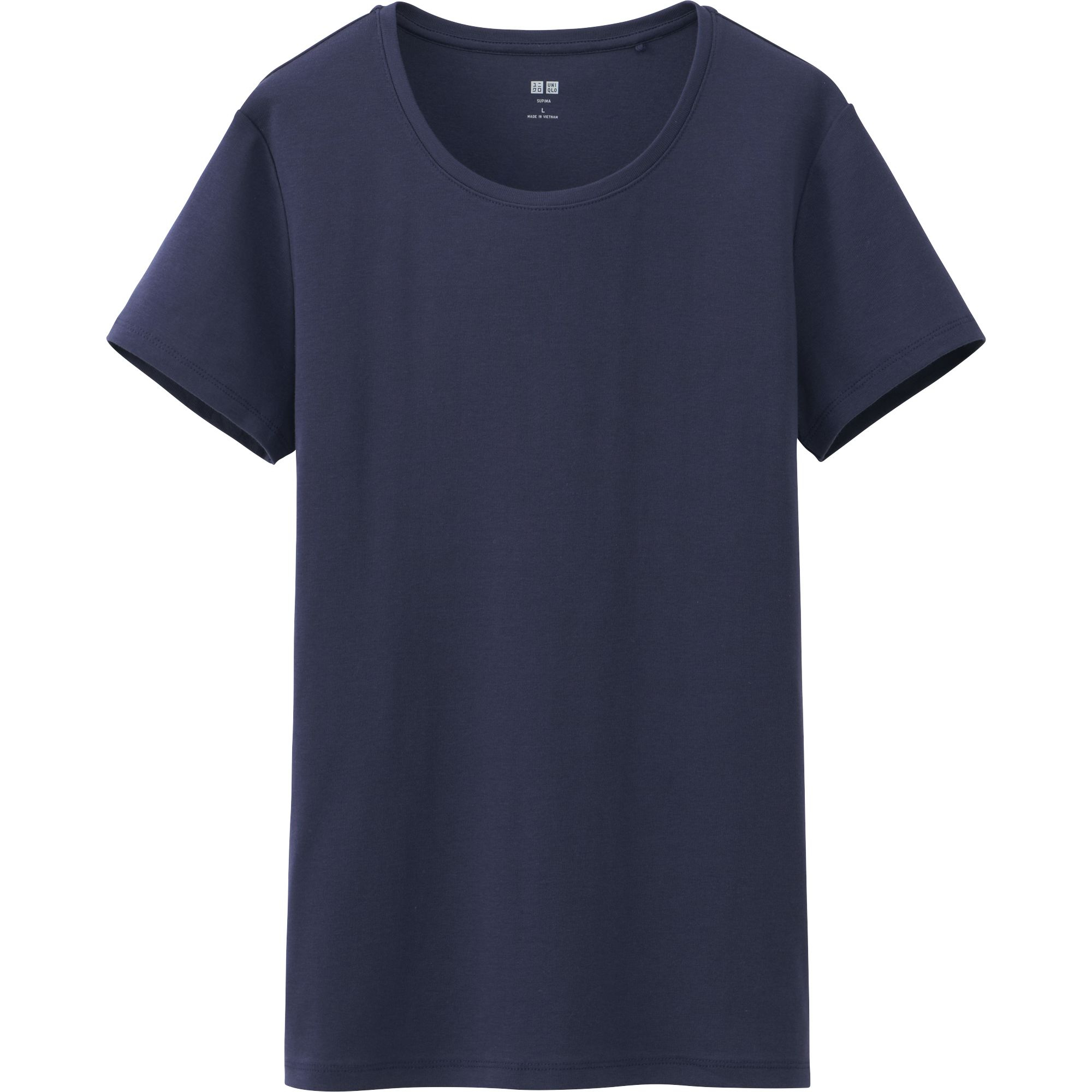Uniqlo Women Supima Cotton Crew Neck Short Sleeve T-Shirt in Blue (NAVY ...